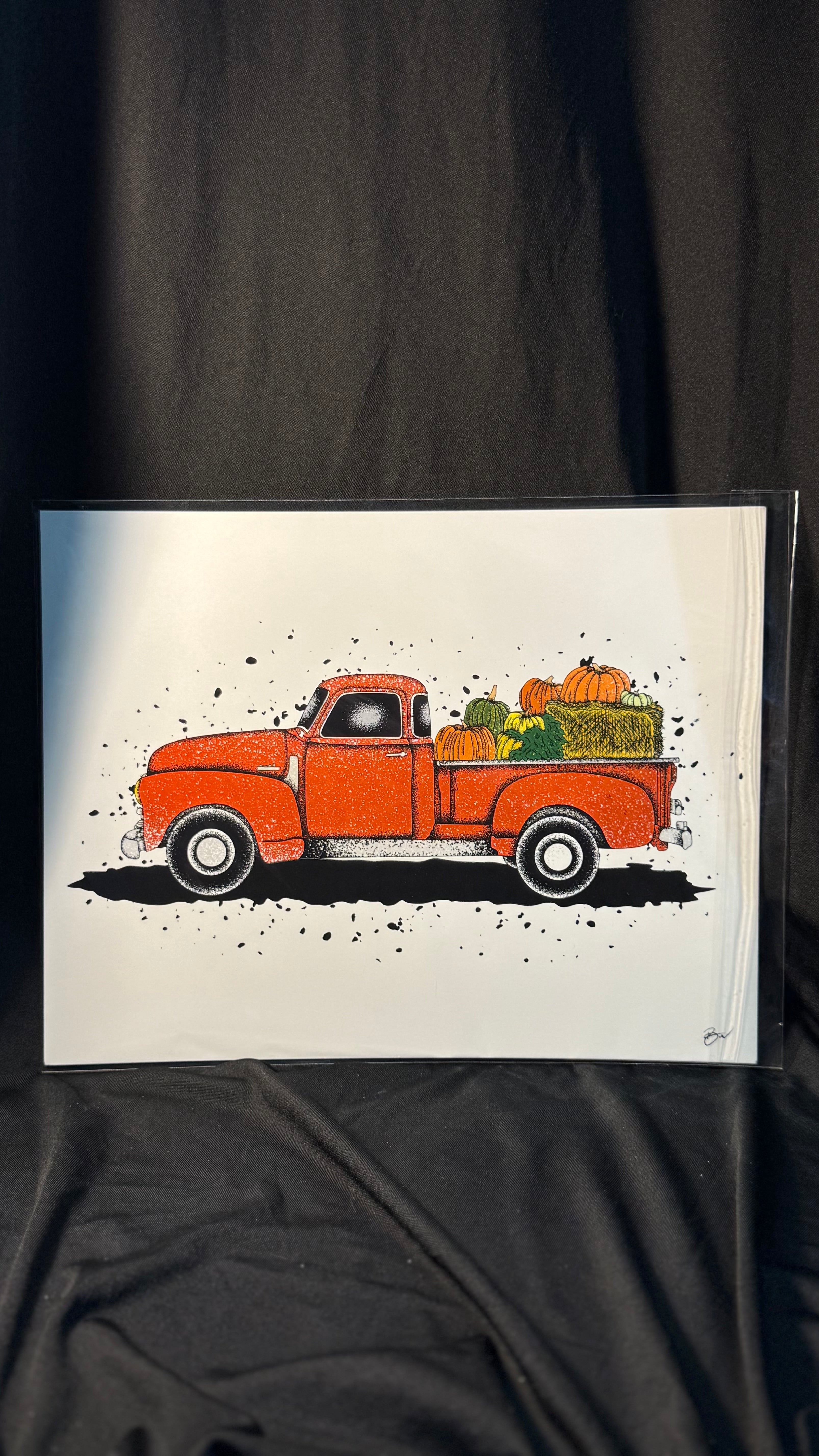 Old school pick up, fall. Print