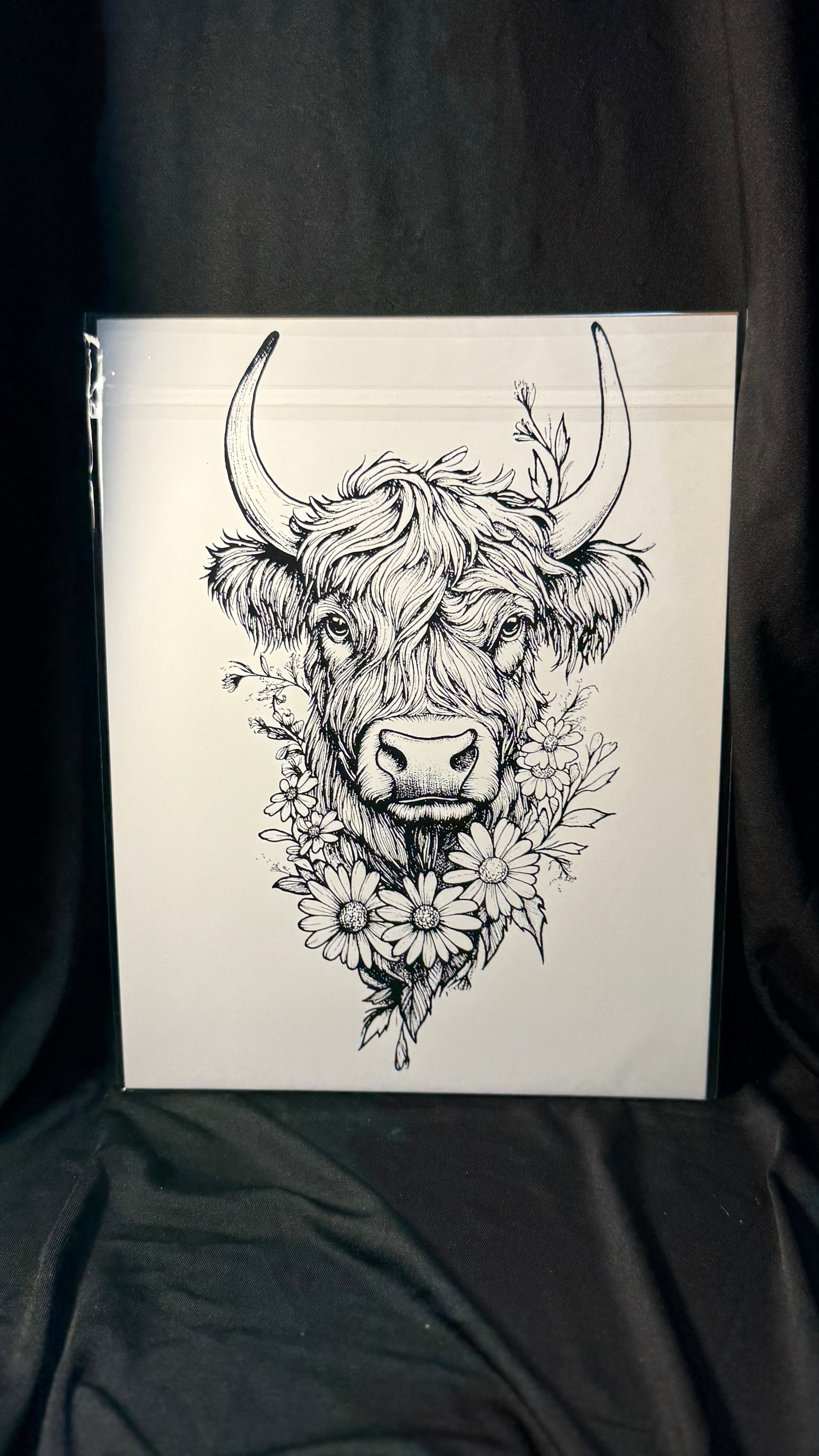 Floral highland cow print