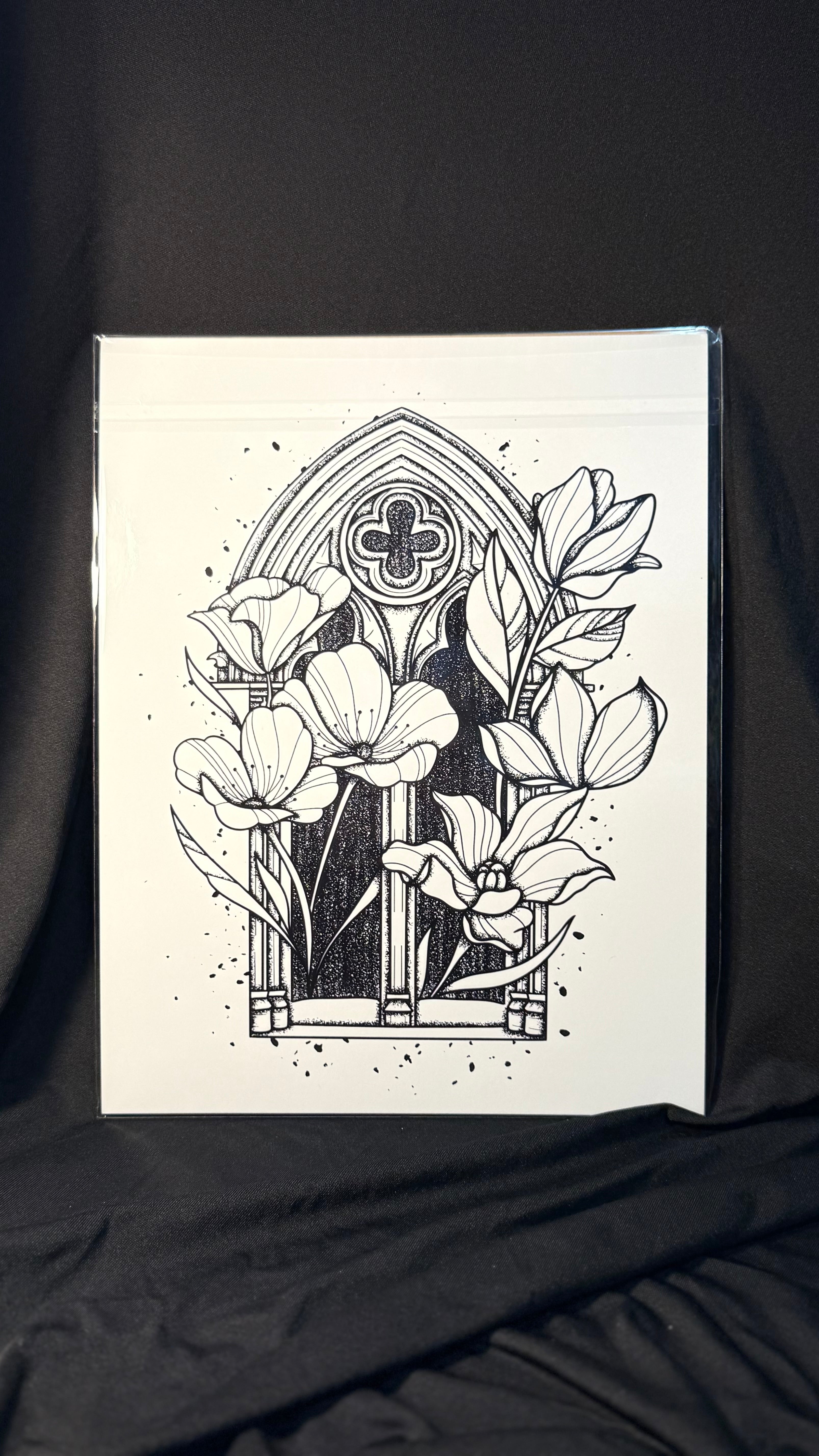 Floral church window print