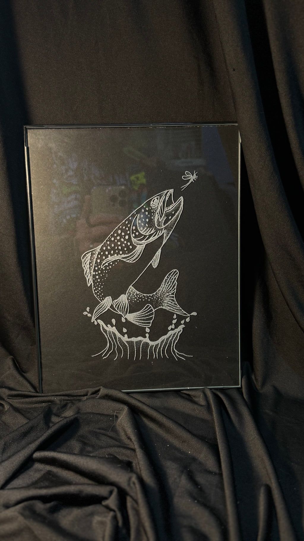 Trout engraving