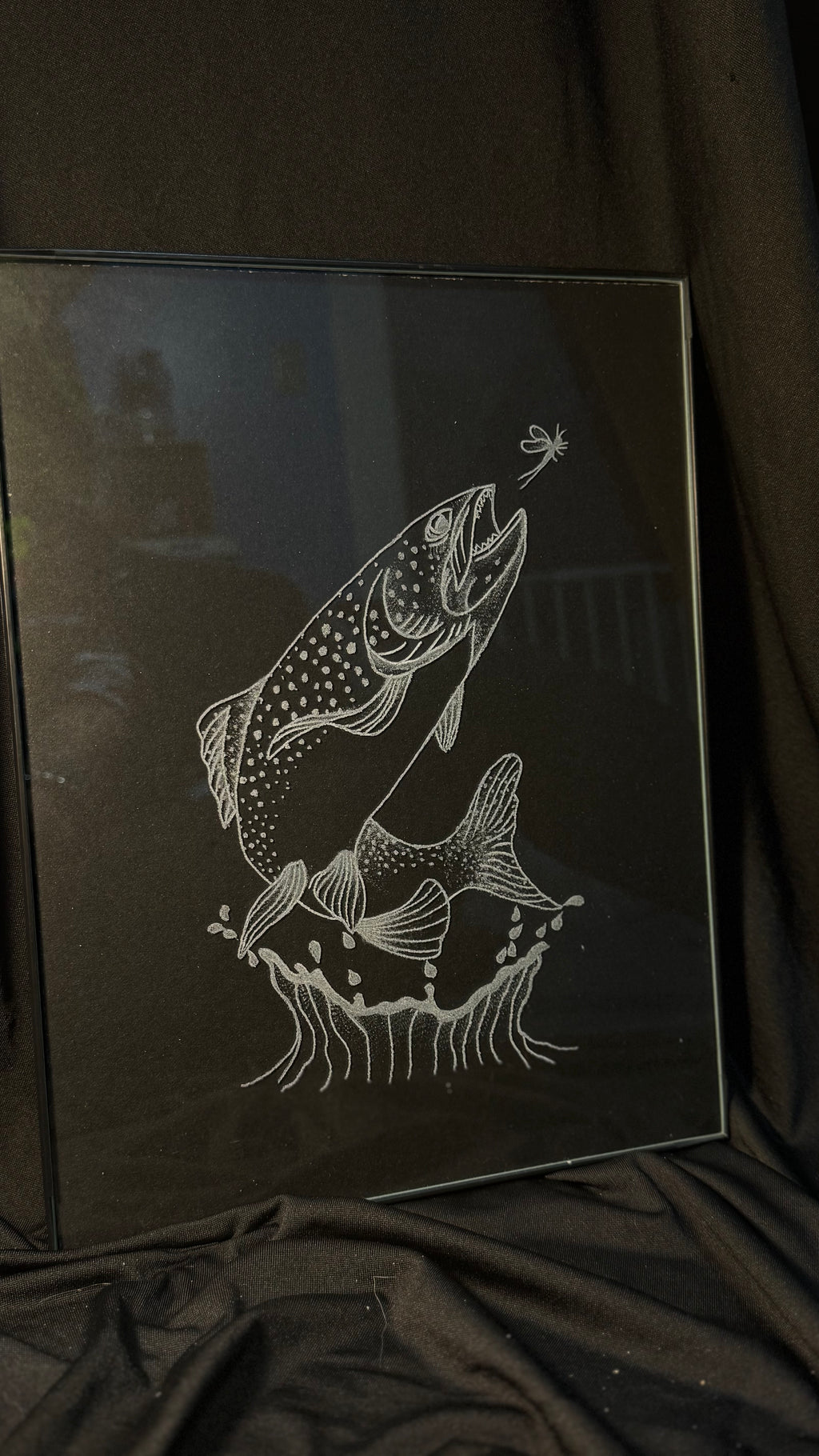 Trout engraving