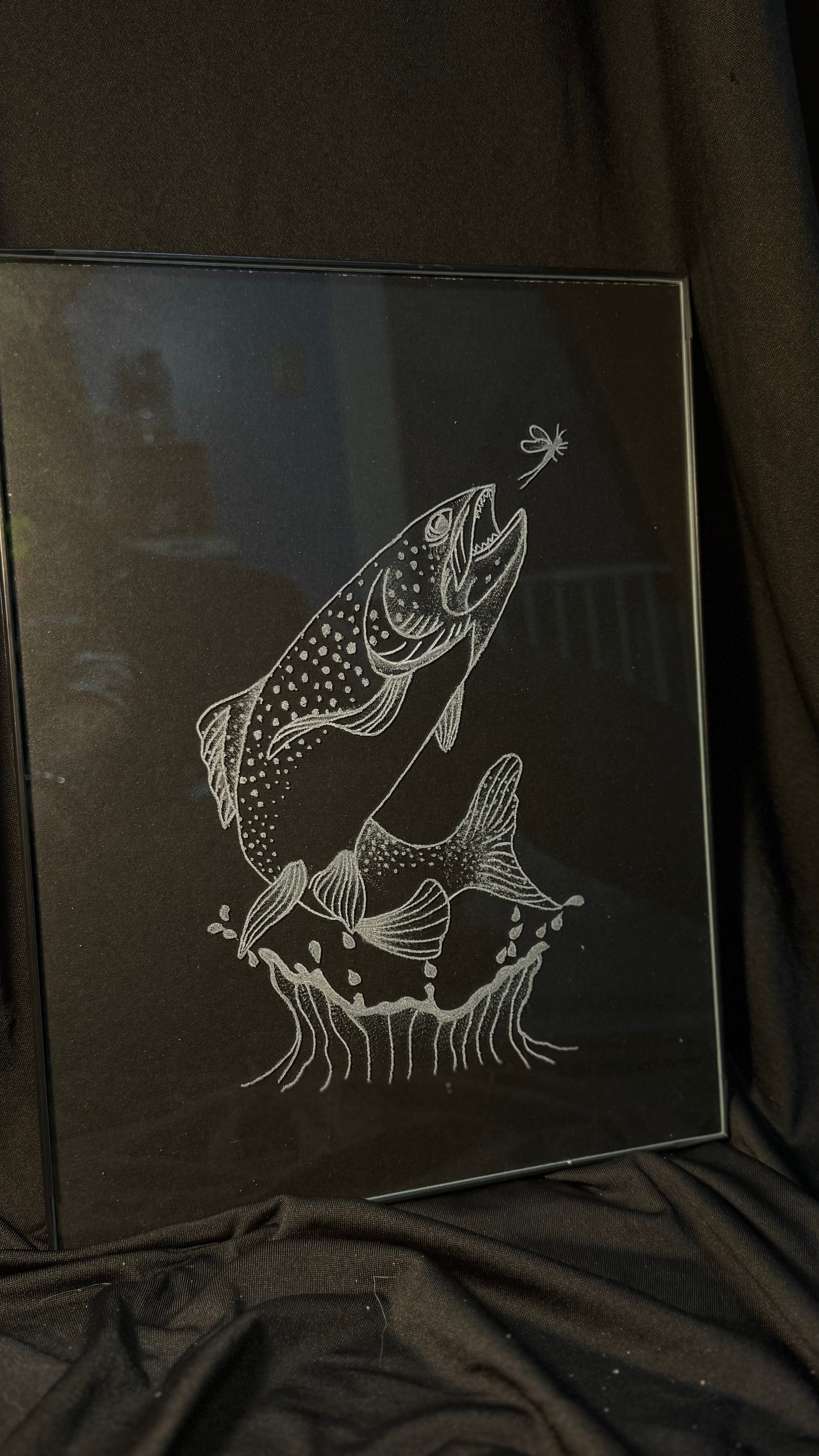 Trout engraving